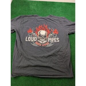 Lethal Threat Mens Loud Pipes Save Lives Biker Graphic T-Shirt Black XL 2014